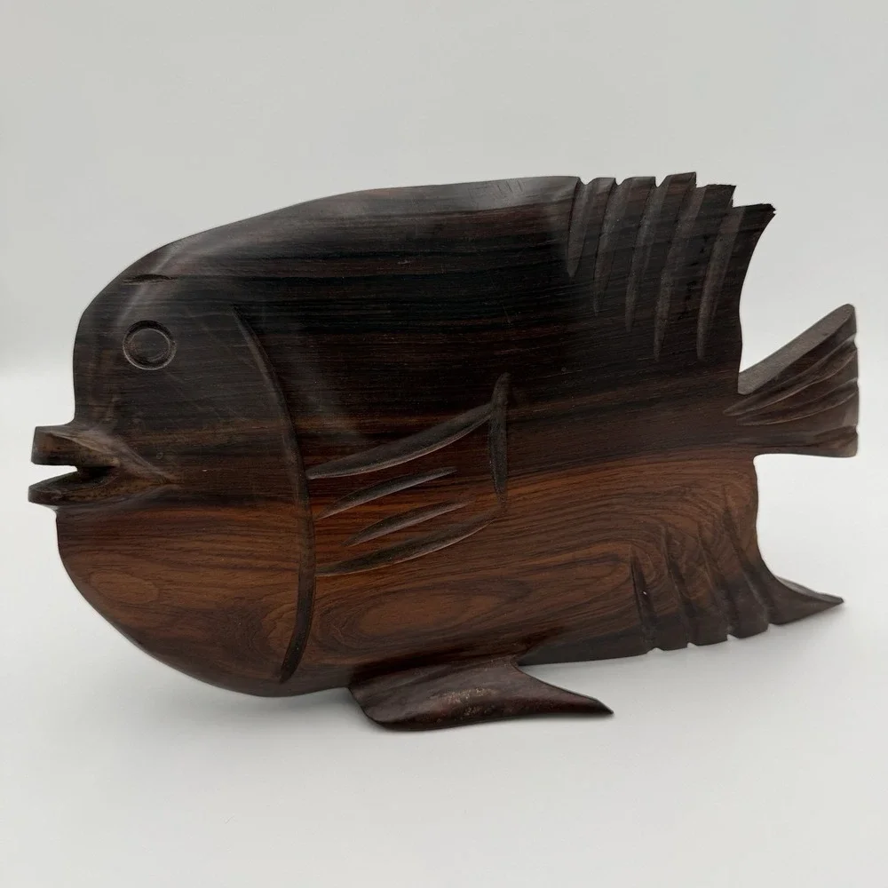 Vintage Wooden Fish Tropical‎ Hand Carved Beach Decor Carved Figurines